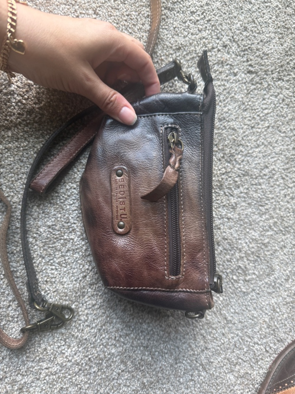 Bed Stu Brown starry night Leather Crossbody Pouch with Stud Accents - Picture 7 of 10